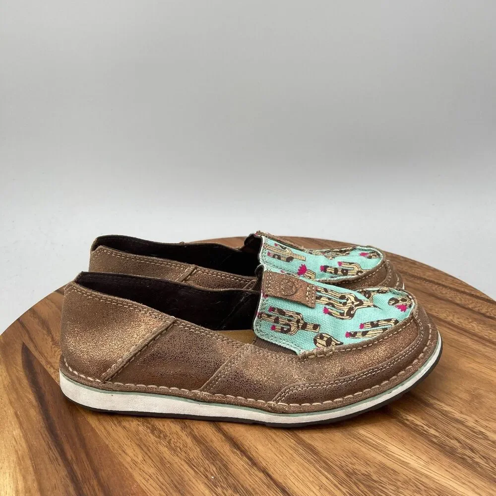 Ariat Cruiser Loafers Womens Size 9 B Metallic Bronze Leopard Cactus Slip On